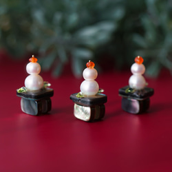 寶石鏡餅★珍珠、橄欖石、鮑魚、黑唇珍珠、紅玉髓 第6張的照片