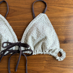 ゆるブラ　単品　リラックスブラ　三角ブラ　ダブルガーゼ　ベージュ　水玉 2枚目の画像