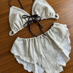 ゆるブラ　単品　リラックスブラ　三角ブラ　ダブルガーゼ　ベージュ　水玉 9枚目の画像