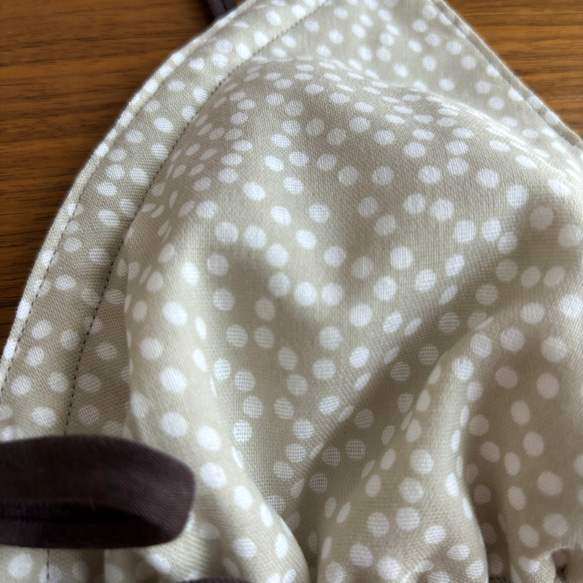 ゆるブラ　単品　リラックスブラ　三角ブラ　ダブルガーゼ　ベージュ　水玉 3枚目の画像