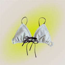 ゆるブラ　単品　リラックスブラ　三角ブラ　ダブルガーゼ　ベージュ　水玉 1枚目の画像