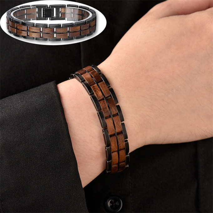 ウォールナット 木 ジュエリー タングステン鋼 Tungsten バングル ブレスレット ハンドメイド 234-2