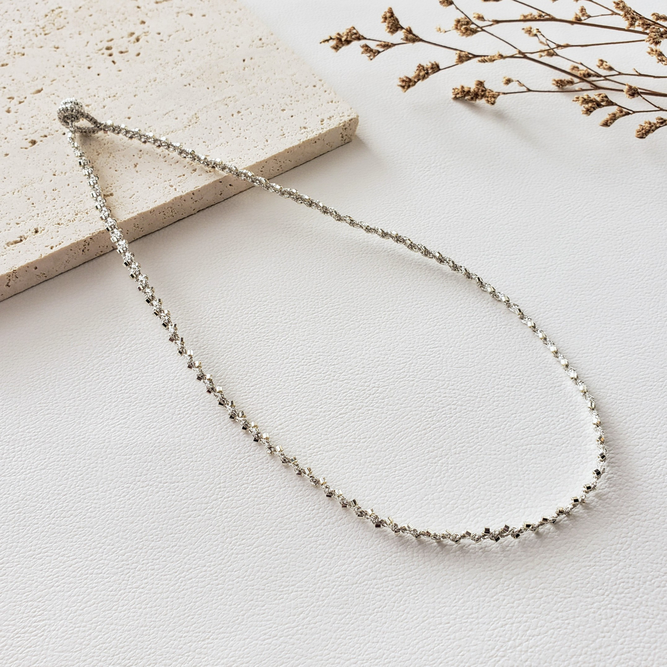 HAPPO シルバービーズネックレス シルバー925 不揃いビーズネックレス バイカラーネックレス