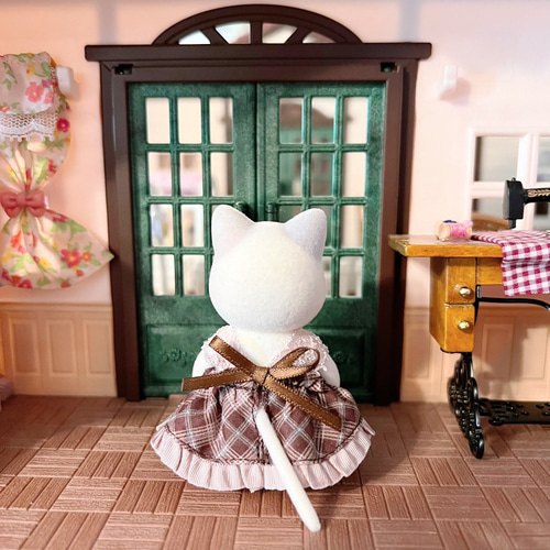 シルバニアファミリー 女の子サイズワンピース シルバニア＊ピンク×ブラウンチェックワンピース＊女の子サイズ