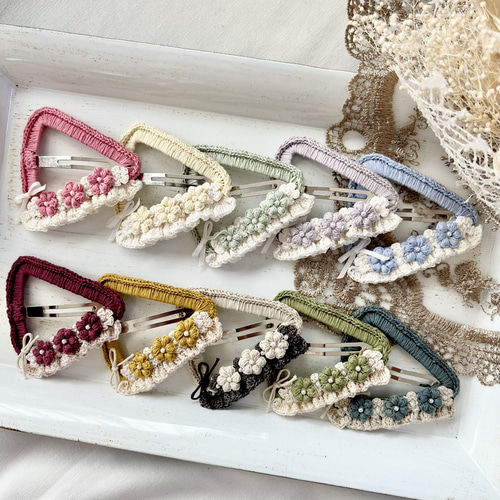 フリルパッチンピン＊冬素材＊ハンドメイド