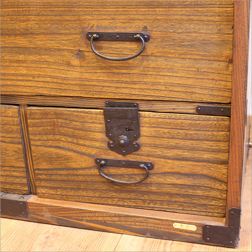 和ダンス ローチェスト アンティーク 無垢 ケヤキ 時代箪笥 リメイク品