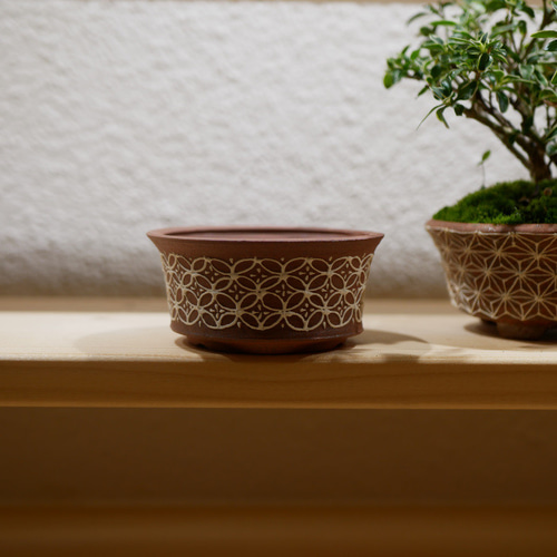 京焼・清水焼 イッチン 七宝紋 植木鉢 一輪挿し・花瓶・花器