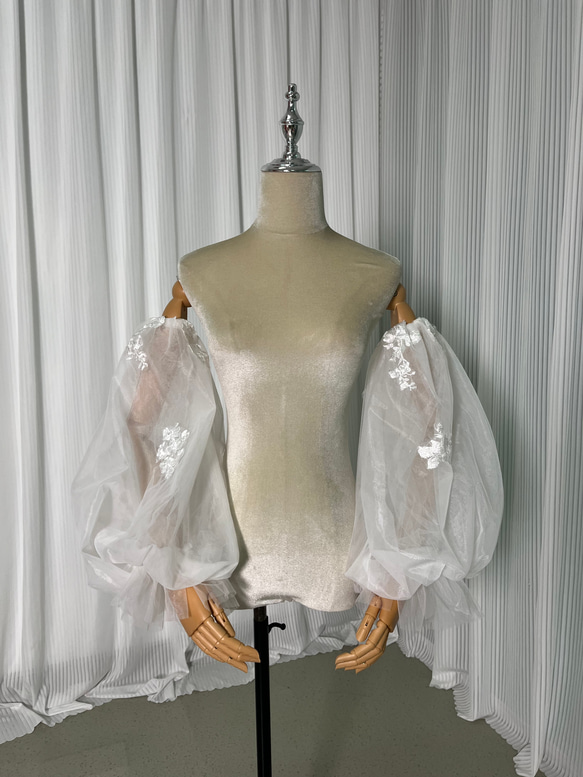 送料無料！パフスリーブ 取り外し袖 ストレッチ 可愛い ソフトチュール  