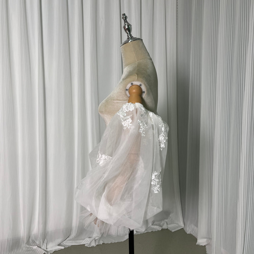 送料無料！パフスリーブ 取り外し袖 ストレッチ 可愛い ソフトチュール  