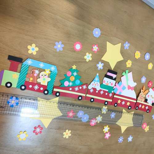 ラミネート可 クリスマス 列車 画用紙 壁面 アルバム 飾り