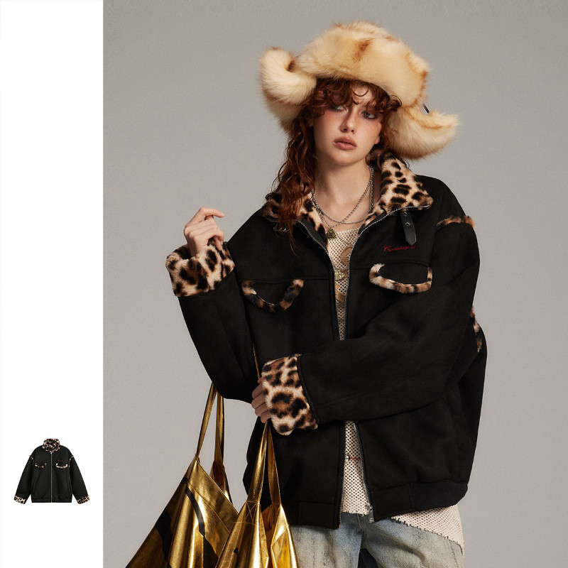 ★人気商品★綿は冬のコート・ヒョウ柄スエード綿の服を着る・メンズ・レディース兼用  W456