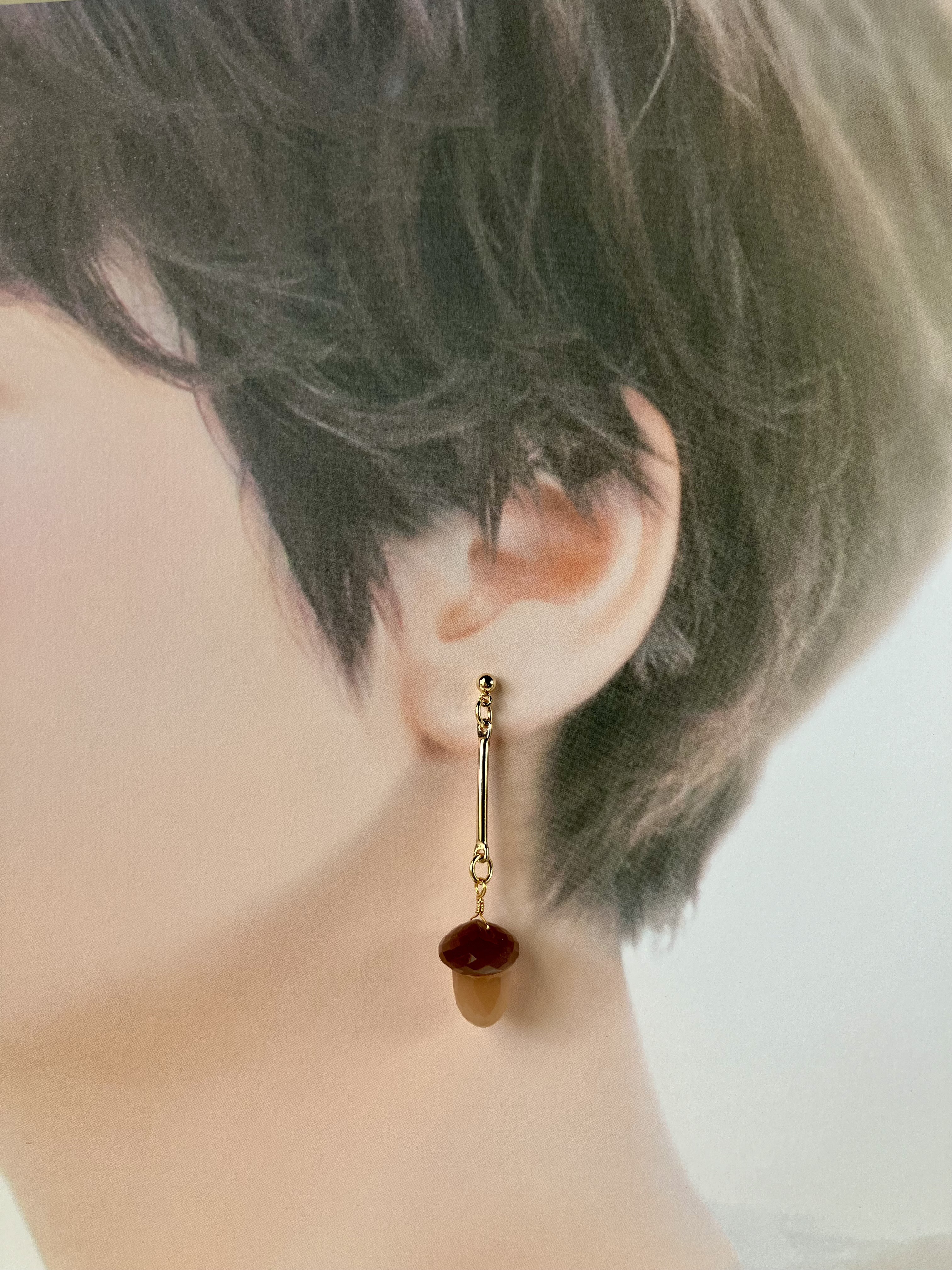 どんぐりとイチョウのピアス