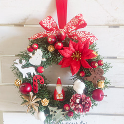 ★再販【クリスマス】サンタクロースとクリスマスデコレーション ミニリース★ラッピング無料★ 5枚目の画像