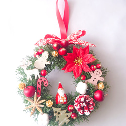 ★再販【クリスマス】サンタクロースとクリスマスデコレーション ミニリース★ラッピング無料★ 2枚目の画像
