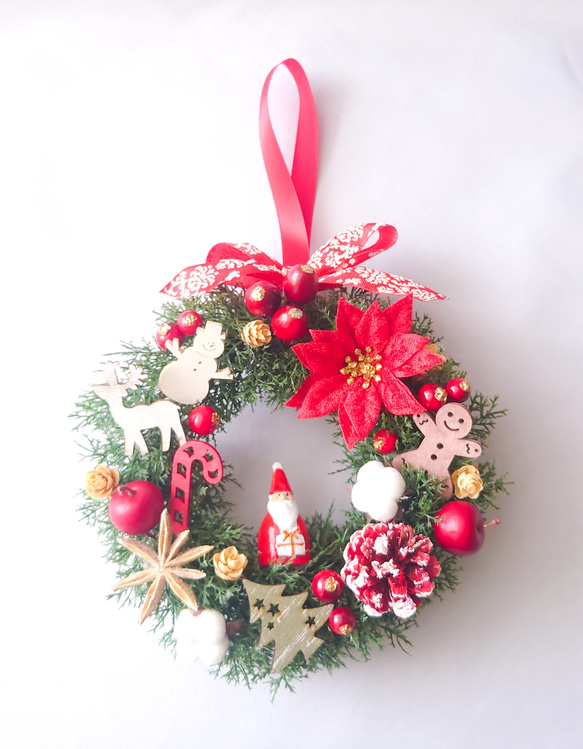 ★再販【クリスマス】サンタクロースとクリスマスデコレーション ミニリース★ラッピング無料★ 2枚目の画像