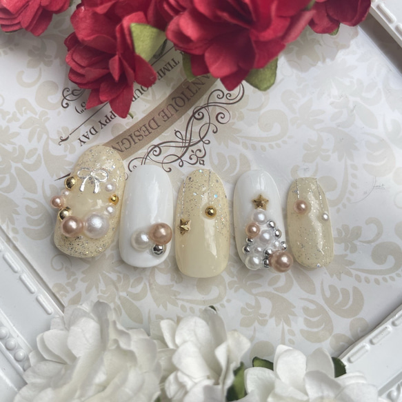 ネイルチップ クリスマスネイル 冬ネイル ツリーネイル キラキラ