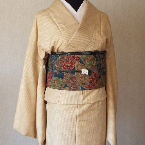 すぐに結べる「さくら造り帯」扇面尽くしのお太鼓 和装小物（帯・半襟