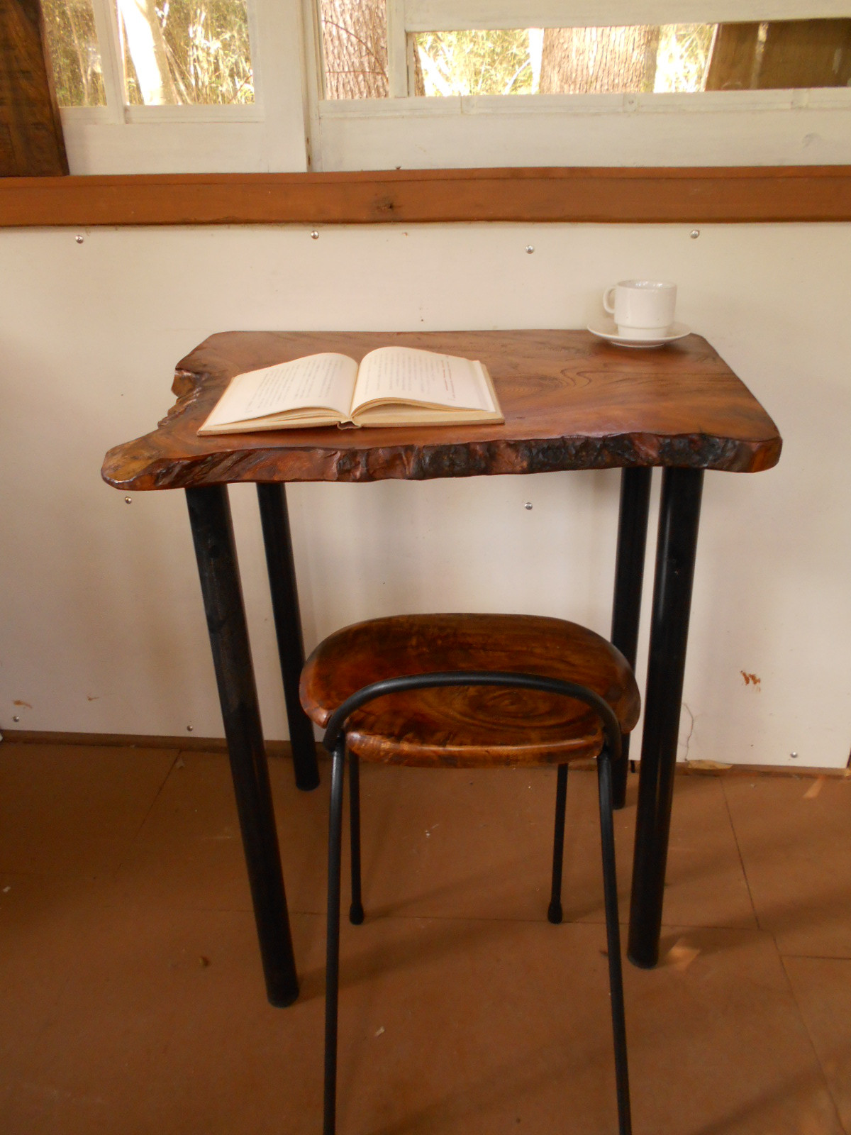 自然形　けやきアイアンテーブル・イスセット　11-12