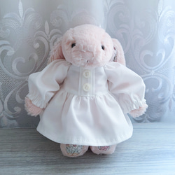 ◇レトロローズのビッグ襟チェックフリルワンピース*ぬいぐるみ服