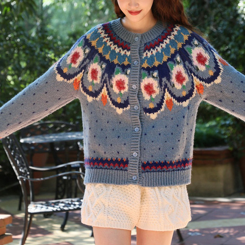 モヘヤ35％ 羊毛30％ 手編み カーディガン ウール カーディガン tumugi  