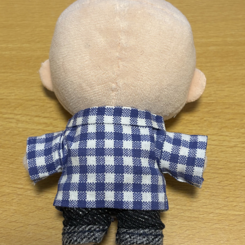 ぬいのボディS専用 ぬい服 チェック柄シャツ デニムズボン