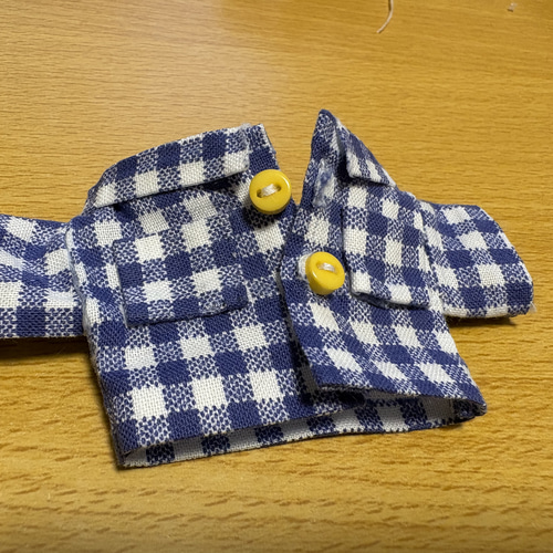 ぬいのボディS専用 ぬい服 チェック柄シャツ デニムズボン