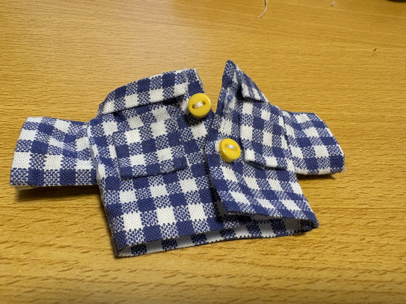 ぬいのボディS専用 ぬい服 チェック柄シャツ デニムズボン