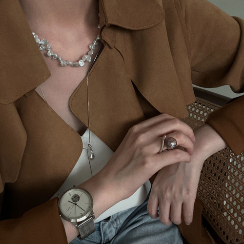 バロックパールオーガニック形状 真珠リング シルバー製ハンドメイド