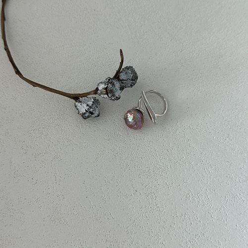 バロックパールオーガニック形状 真珠リング シルバー製ハンドメイド