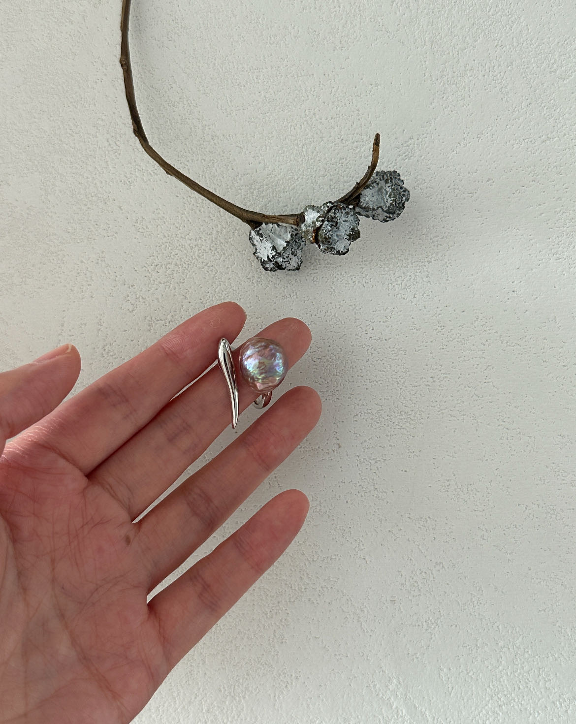 淡水真珠　バロックパール　リング　ナチュラルカラー　グリーン系　指輪