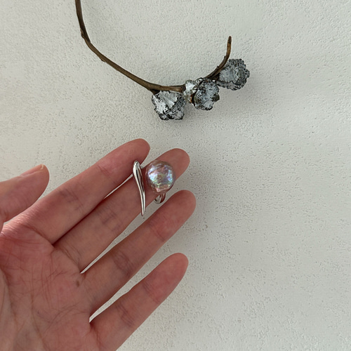 バロックパールオーガニック形状 真珠リング シルバー製ハンドメイド