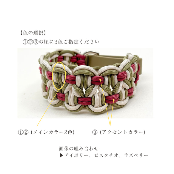 【d305】色選べるパラコード×BioThane マーチンゲール首輪 幅広 3枚目の画像