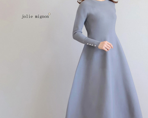 ジョリーミニョン】 パール付き黒の長袖ワンピース サイズ36 ジョリー