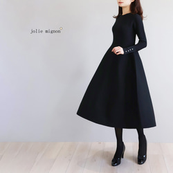 新品♡ジョリーミニョン　レース付きブラック ニットフレアスカート　36♡ 新品♡ジョリーミニョンレース付きブラック ニットフレア