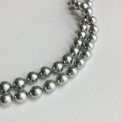 樹脂パール2Wayオールノットロングネックレス/エンドレス加工/8mm約120cm/グレー/made in japan 5枚目の画像