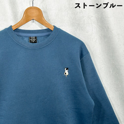 【選べる１１色展開】【秋冬の1枚】三毛猫のワンポイント刺繍 暖か裏起毛フリース生地 長袖スウェット/トレーナー 8枚目の画像
