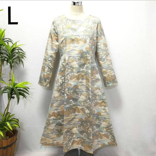 着物リメイク ワンピース 2WAY Lサイズ フレアー ゆったり プリンセス  