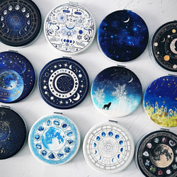 星空と夜空と天体柄の折りたたみコンパクトミラー 手鏡 LALA