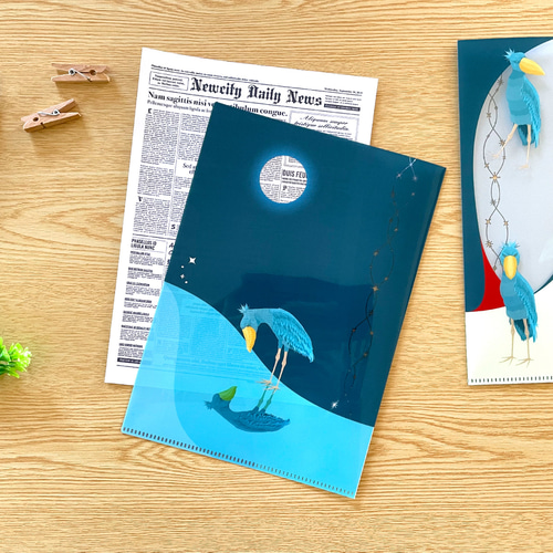 ハシビロコウのクリアファイル〈A5サイズ〉書類整理 マスクケース