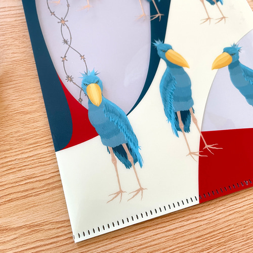 ハシビロコウのクリアファイル〈A5サイズ〉書類整理 マスクケース