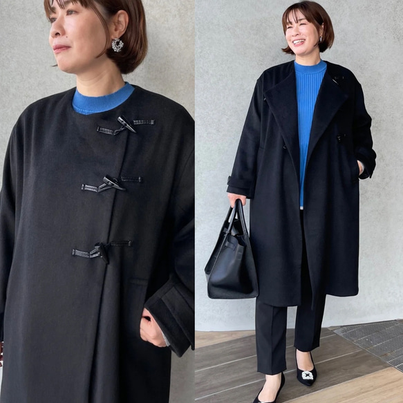 希少✨エンフォルド　アセテート セットイン 春秋ノーカラーコート　フォーマル　黒 CWY0224A0011_l_a407.jpg