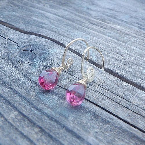 14Kgf* Swirl＆Pink Topaz Earrings* 宝石質ピンクトパーズの