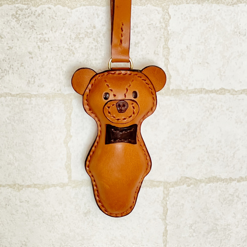 レザー製 クマのバッグチャーム (ブラウン) バッグチャーム Cauder
