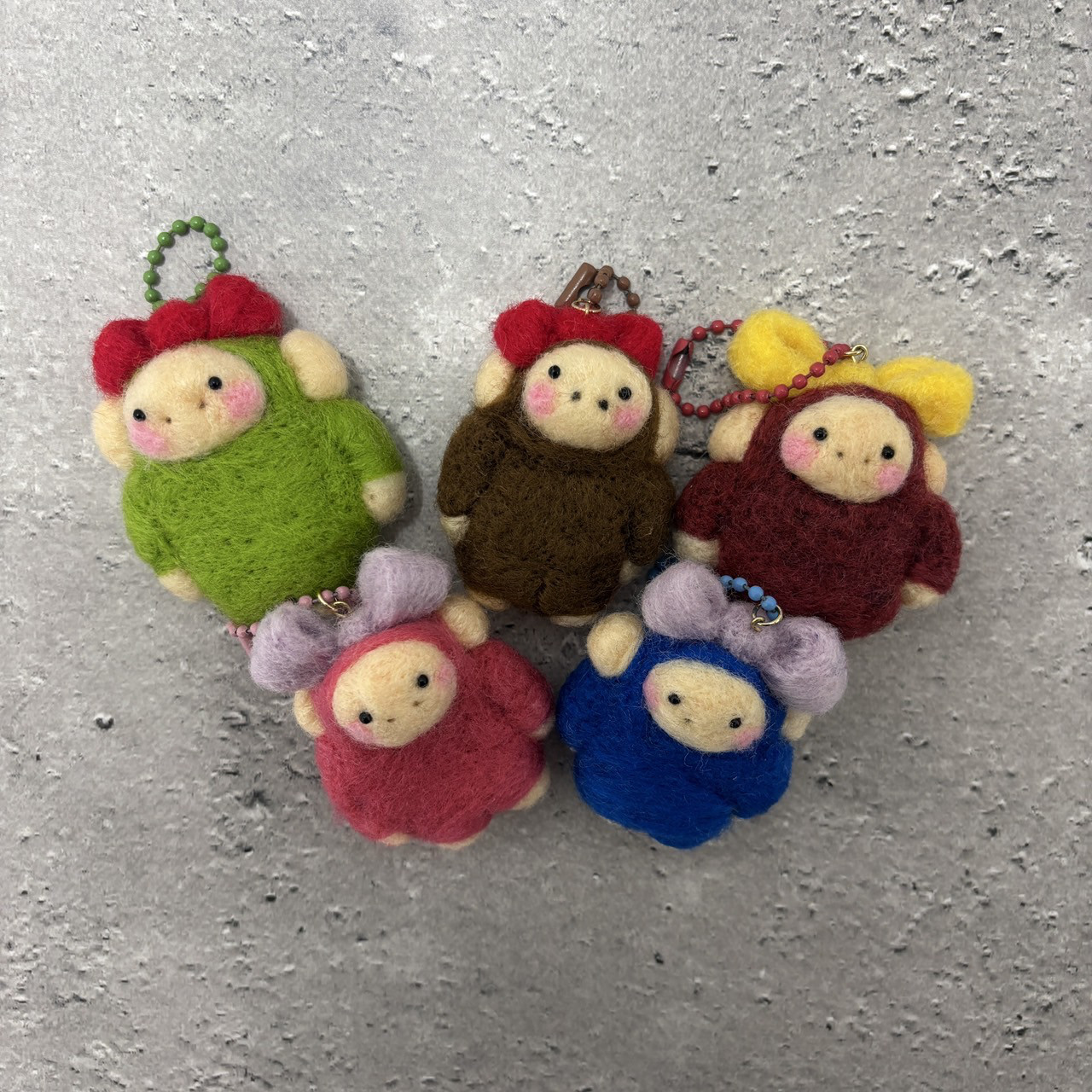 羊毛フェルト 猿見沢猿子シリーズ③ キーホルダー カラバリ 羊毛