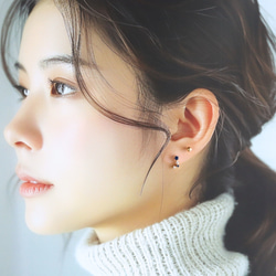 ☆冬の星座☆シルバー925【極上 ミッドナイトブルー CZダイヤモンド gold & silver】ピアス 7枚目の画像