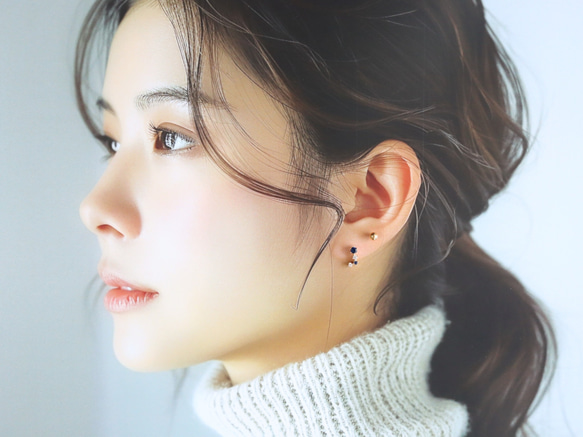 ☆冬の星座☆シルバー925【極上 ミッドナイトブルー CZダイヤモンド gold & silver】ピアス 7枚目の画像