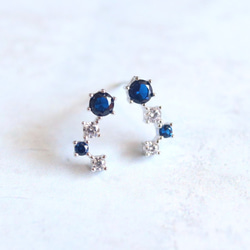 ☆冬の星座☆シルバー925【極上 ミッドナイトブルー CZダイヤモンド gold & silver】ピアス 1枚目の画像