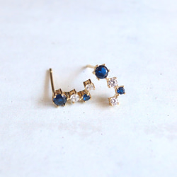 ☆冬の星座☆シルバー925【極上 ミッドナイトブルー CZダイヤモンド gold & silver】ピアス 9枚目の画像