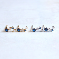 ☆冬の星座☆シルバー925【極上 ミッドナイトブルー CZダイヤモンド gold & silver】ピアス 13枚目の画像