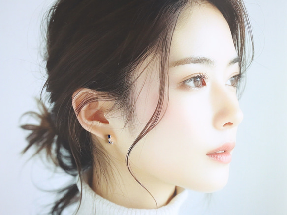 ☆冬の星座☆シルバー925【極上 ミッドナイトブルー CZダイヤモンド gold & silver】ピアス 3枚目の画像